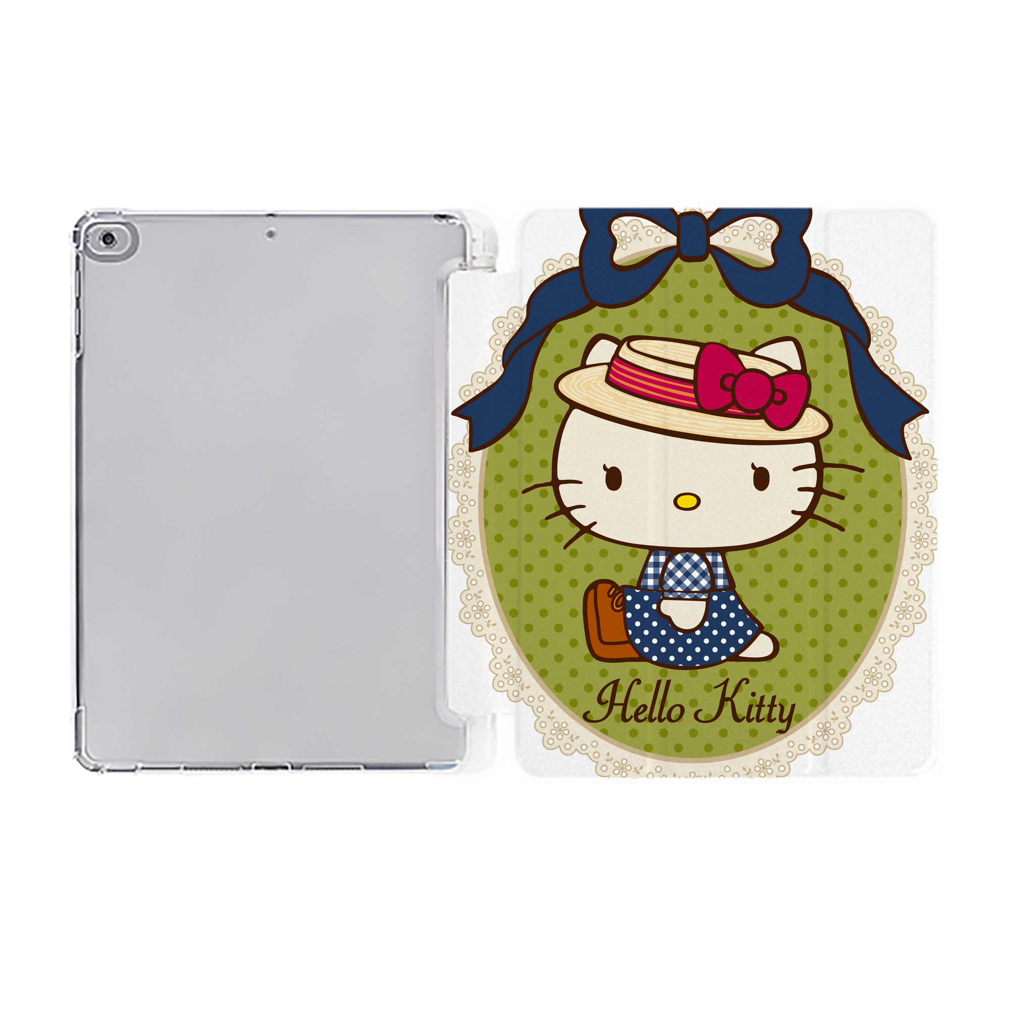 （画像用） Hello Kitty ハローキティ IPad ケース ペン収納付き 三つ折りスタンド PUレザー×シリコン 対応機種9.5/10.5/10.9インチ